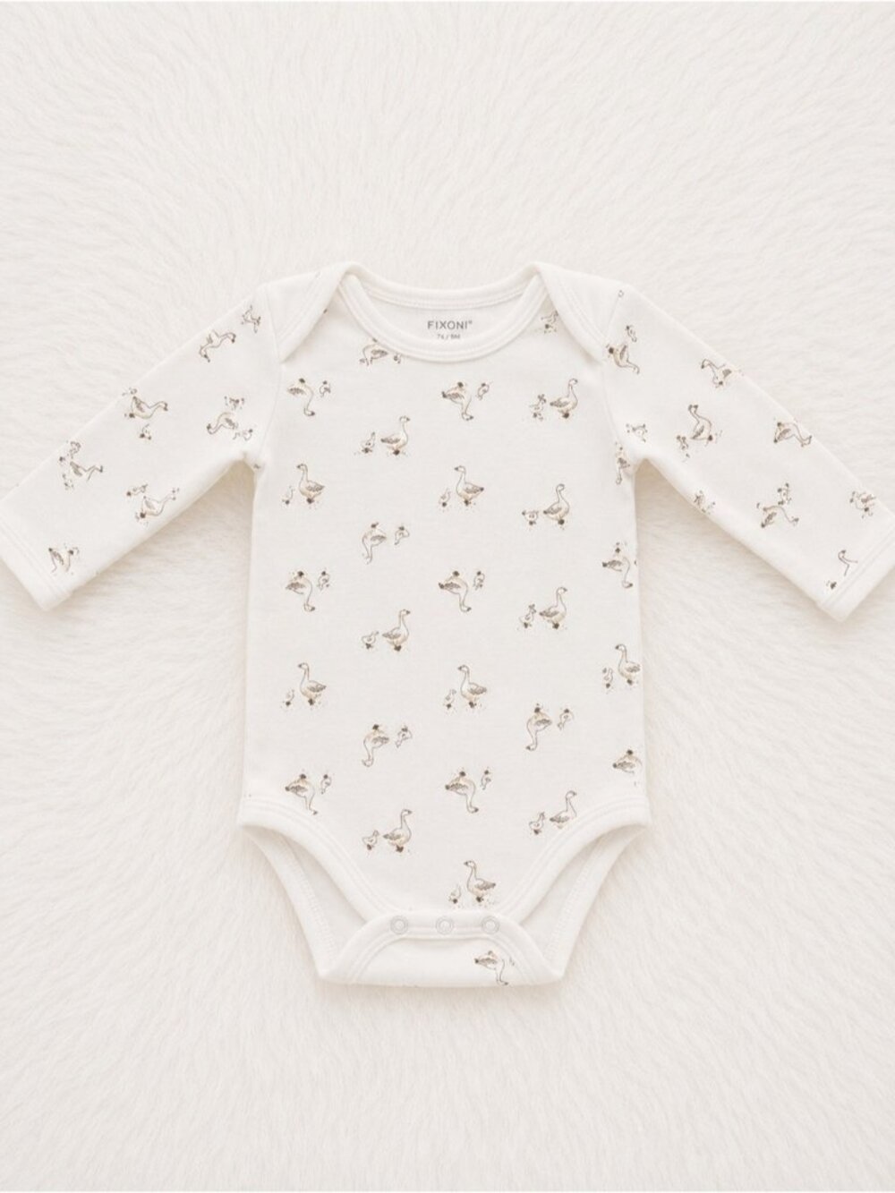 FIONI Clothing Cream Baby One-Piece with Goose Print